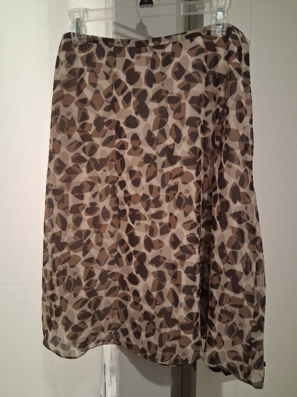NWT Geoffrey Beene Skirt Cream Brown Tan Sheer Zip size 8